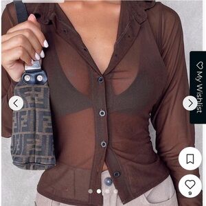 Motel Brown Sheer Top